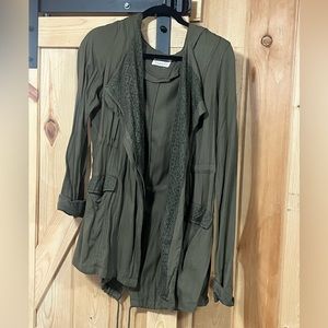 Army Green Cardigan with Zipper